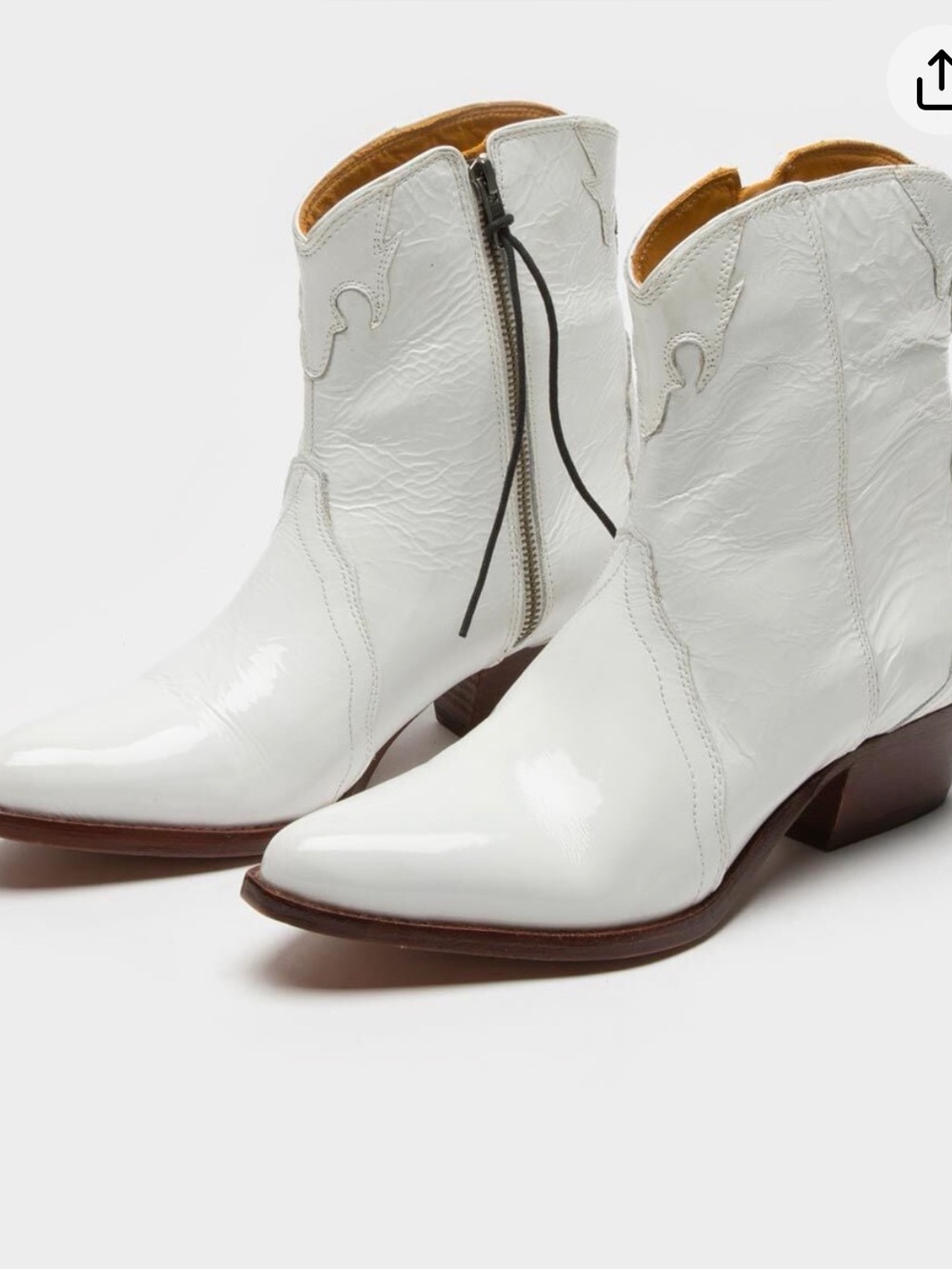 Free People Women's White Patent Leather Western Ankle Boots size 8